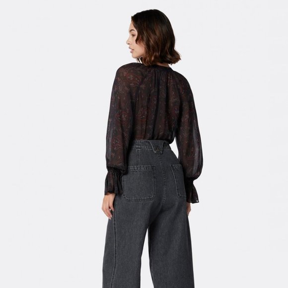 Joie Cecarina 100% Silk Long Sleeve Blouse with Cuff Sleeve Detail Size XL NWT - Picture 6 of 16